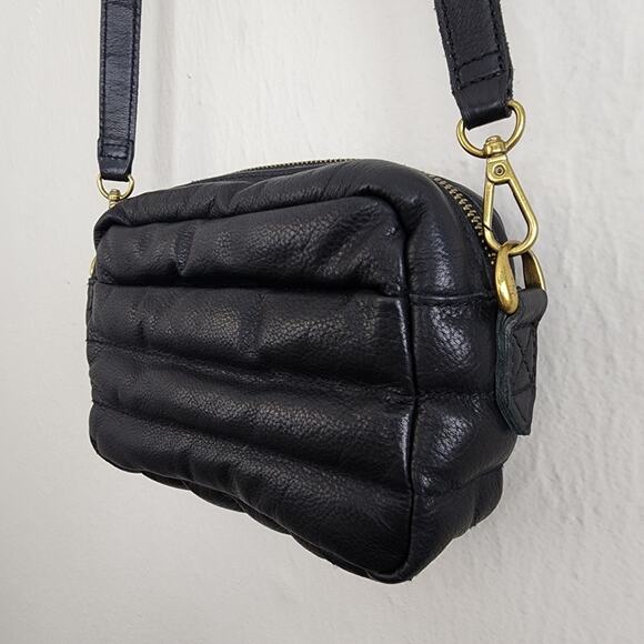 Madewell Transport Puffer Quilted Leather Camera Crossbody Bag Black - Picture 9 of 12